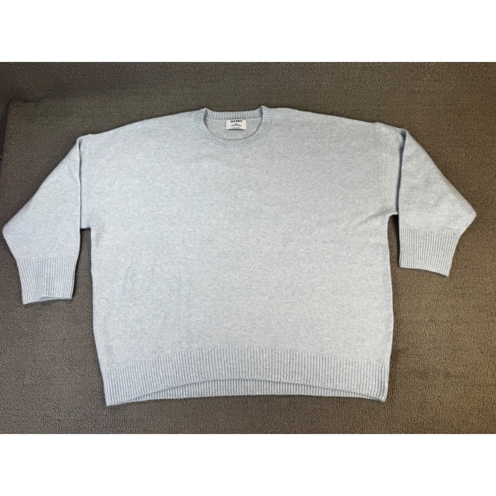Old Navy Sweater Womens‎ XXL Light Blue Wool Blend Oversized Crew Neck Pullover